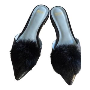 Frances Valentine Black Fur Sandals